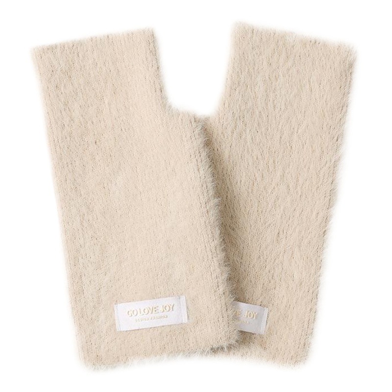 New Korean wool knitted gloves Winter female students half finger open finger touch screen fleece-lined thick warm gloves