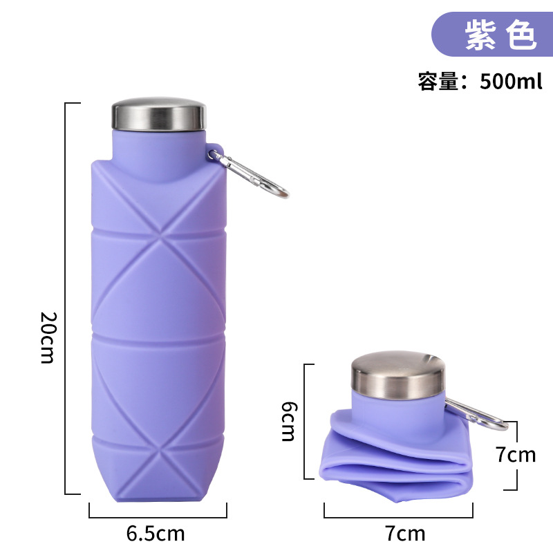 Picture of Platinum Silicone Diamond Folding Cup 700ml Outdoor Sports water bottle Cross Border Pocket Portable Kettle
