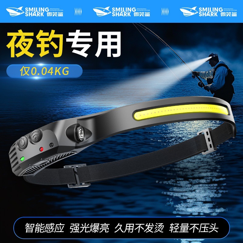 Lightweight headlight, strong light, super bright induction charging, outdoor hiking, mountaineering, and mountain climbing, and the head-mounted lighting is ultra-light