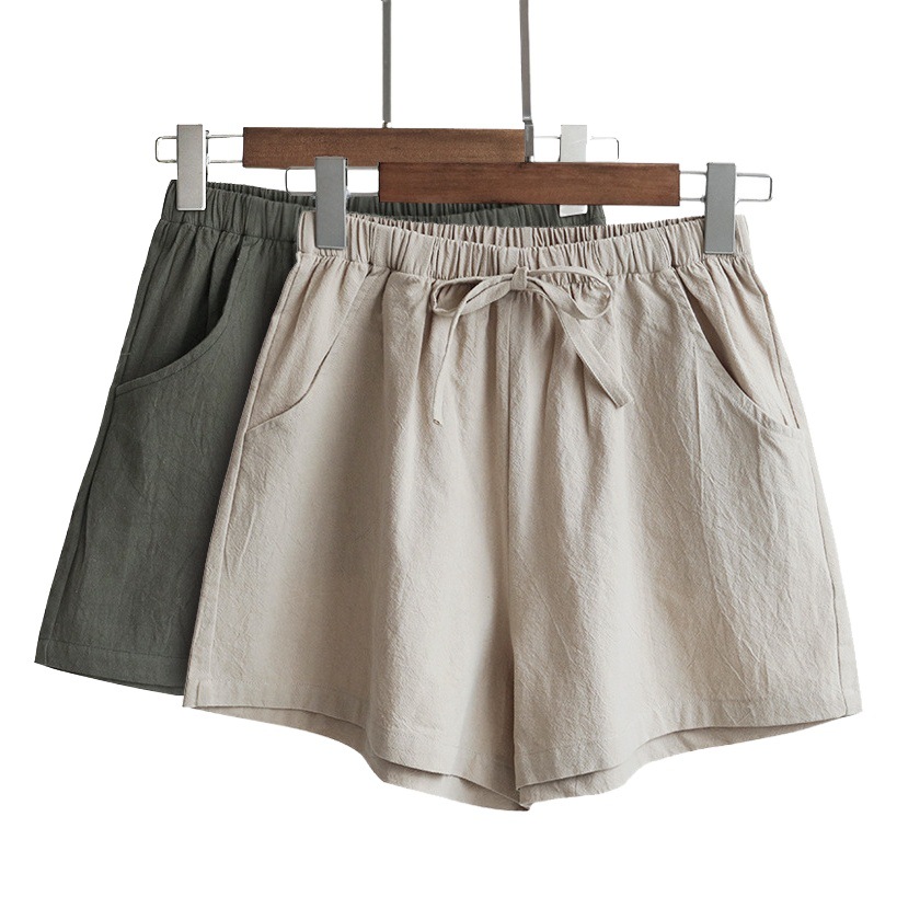 2022 New High Waist Cotton and Linen Shorts Women's Linen Slim Loose Hot Pants Large Size Thin Casual Elastic Waist Pants