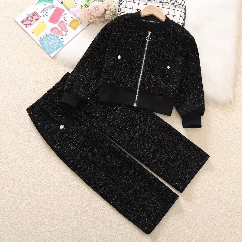 Girls' Handsome suit Spring and Autumn New Children's Western Style Fashionable Autumn Children's Wear Girls' Big Children's Jacket Pants Two-piece Set