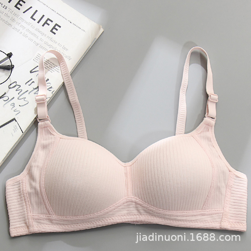 Picture of Side Collected Anti-sagging Underwear Women's Non-rimless Bra for College Students High School Girls Small Chest Gathering Pure Cotton Thin Bra