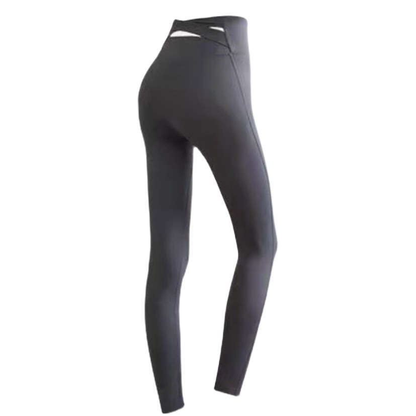 No Embarrassment Line Fitness Pants Women's Cross Waist Elastic Quick-Dry Belly Tight Sports Pants High Waist Peach Yoga Pants