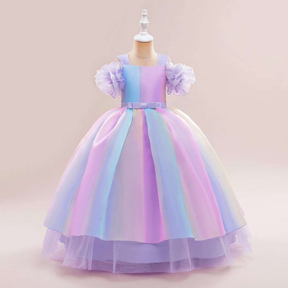 Picture of Girl's Gauze Princess Dress Rainbow Gradient Flower Girl Long Dress dress Girl's Dress Party Long Dress