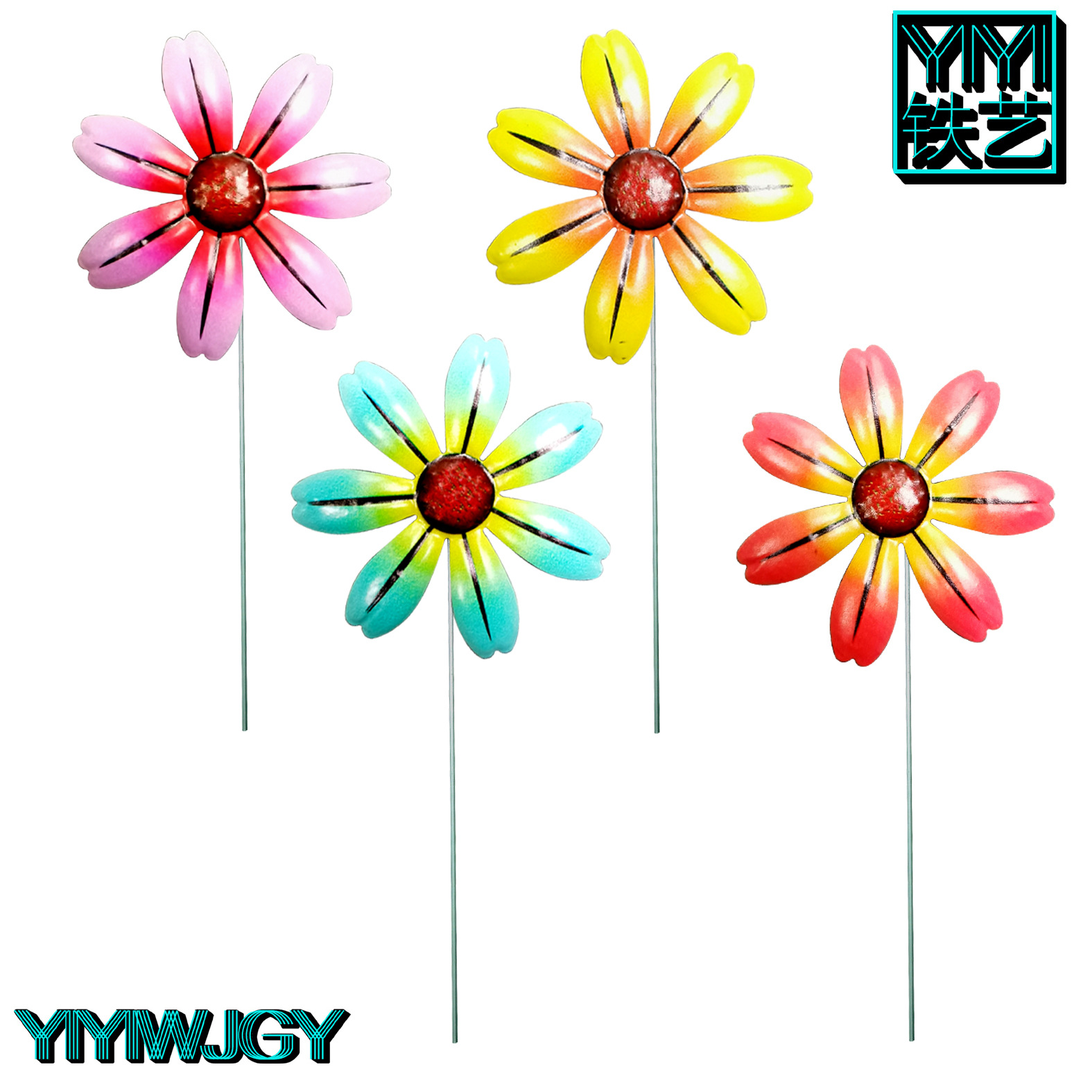 New cross-border new wrought iron 4 color garden plug-in hardware crafts hanging decoration home decoration