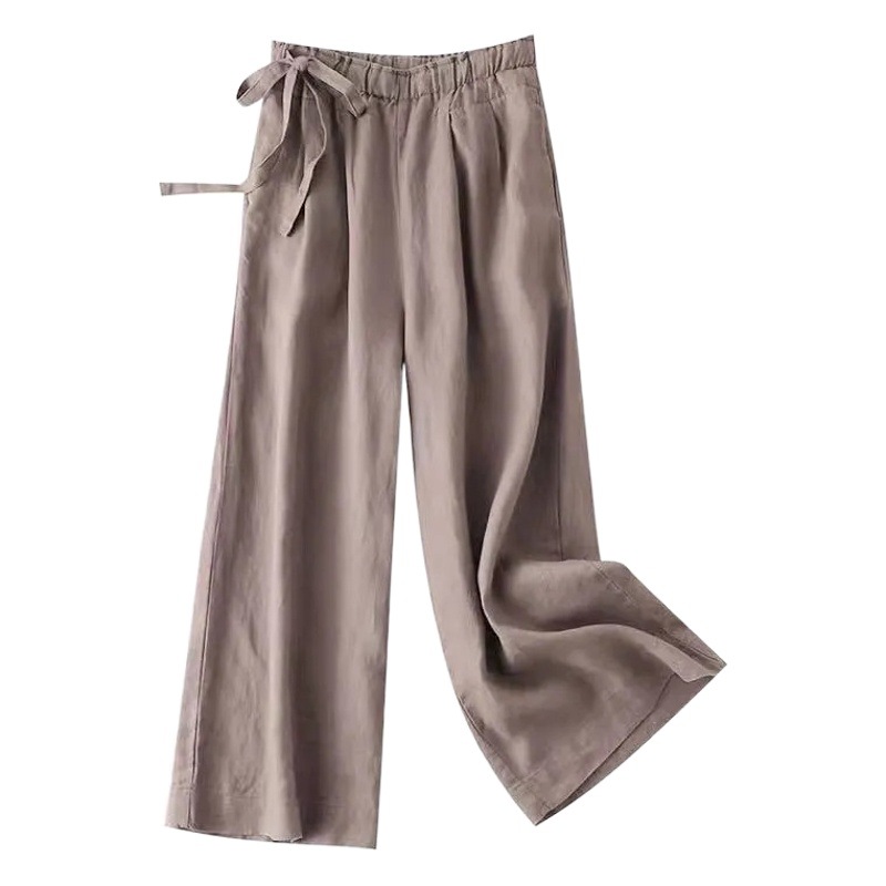 Women's Wear Cotton and Linen Wide Leg Ankle-length Pants 2024 Spring and Summer Pants Loose Slimming High Waist Thin Straight Casual Pants