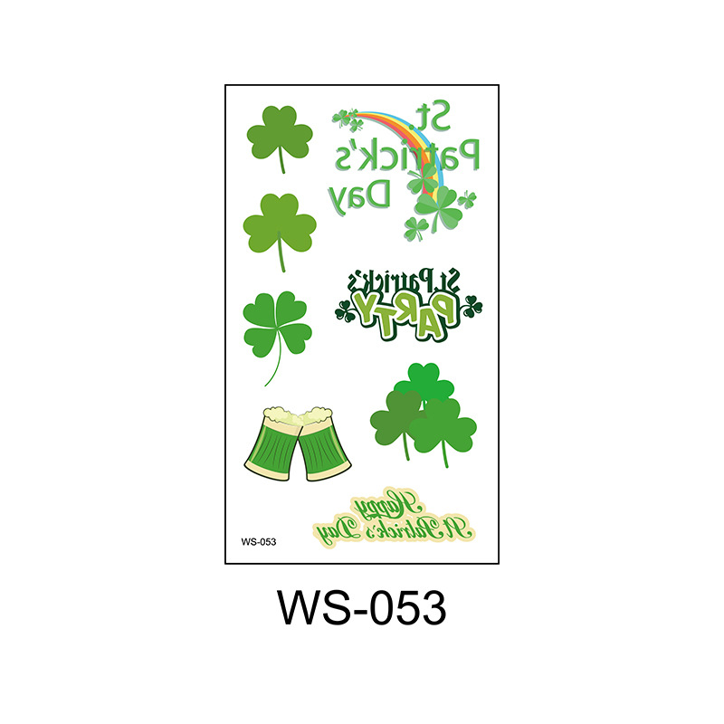 Picture of Cross-border Source Waterproof Sweat Green Hat Clover Face Irish Day Sticker St Patrick's Day Tattoo Sticker