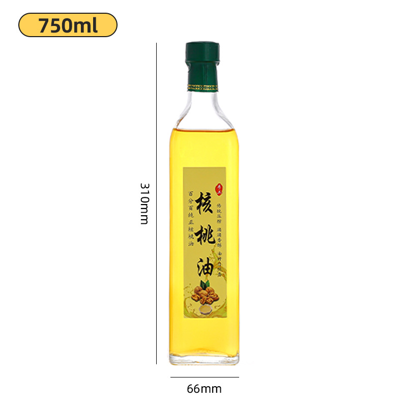 Picture of Wholesale glass oil bottle olive oil bottle 500ml sesame oil bottle thickened transparent edible oil empty bottle packaging glass bottle