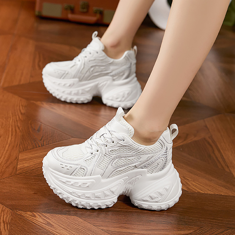 Dad's Shoes Women's New 2025 Spring and Summer Easiest for Match Platform Thick-Soled Hollow Mesh Sandals Small Height-Increasing Women's Shoes