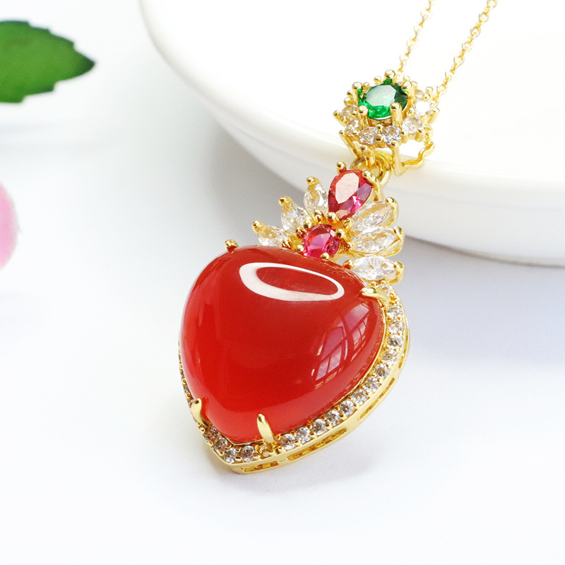 Picture of Yuyu natural red agate pendant chalcedony love necklace cross-border best selling factory wholesale generation MN2102001