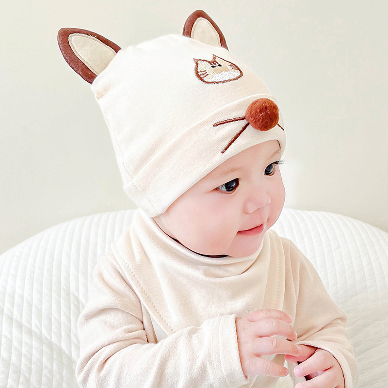 Picture of Katu Bear Infant Hat Spring & Fall 3-6-12 Months Male and Female Baby Pullover Hat Cotton 100-Day Sleeping Hat