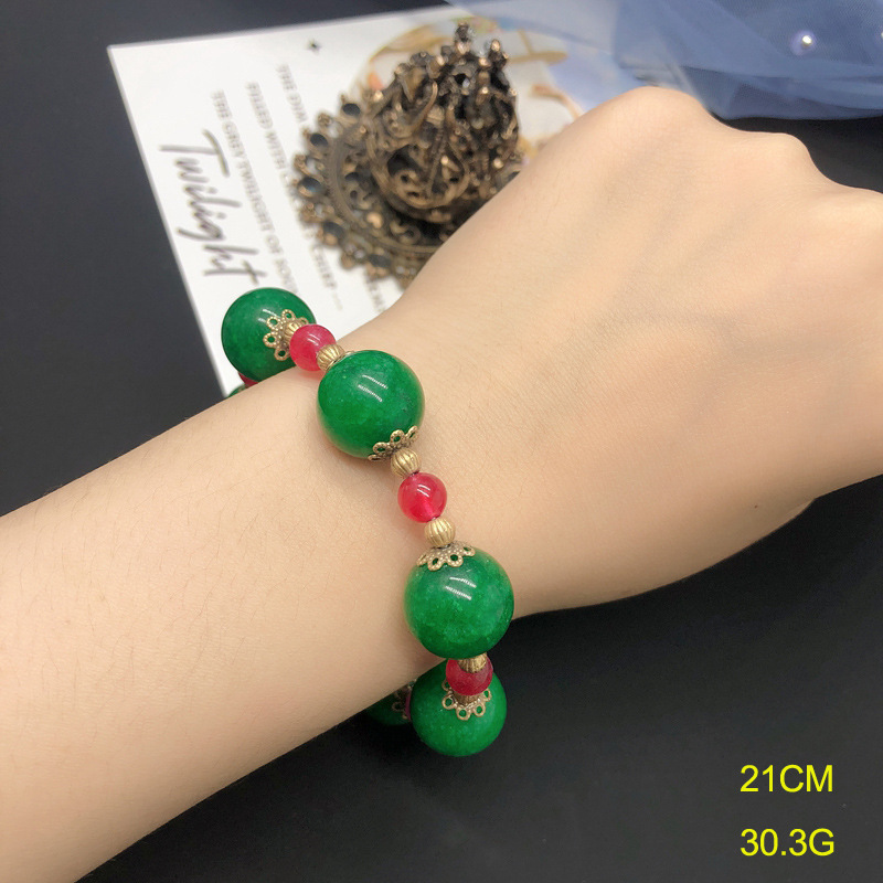 Picture of Vintage Palace suit Jewelry Red Green Stone Glaze Beaded Necklace Bracelet Copper Earrings Middle Ancient Fashion Jewelry