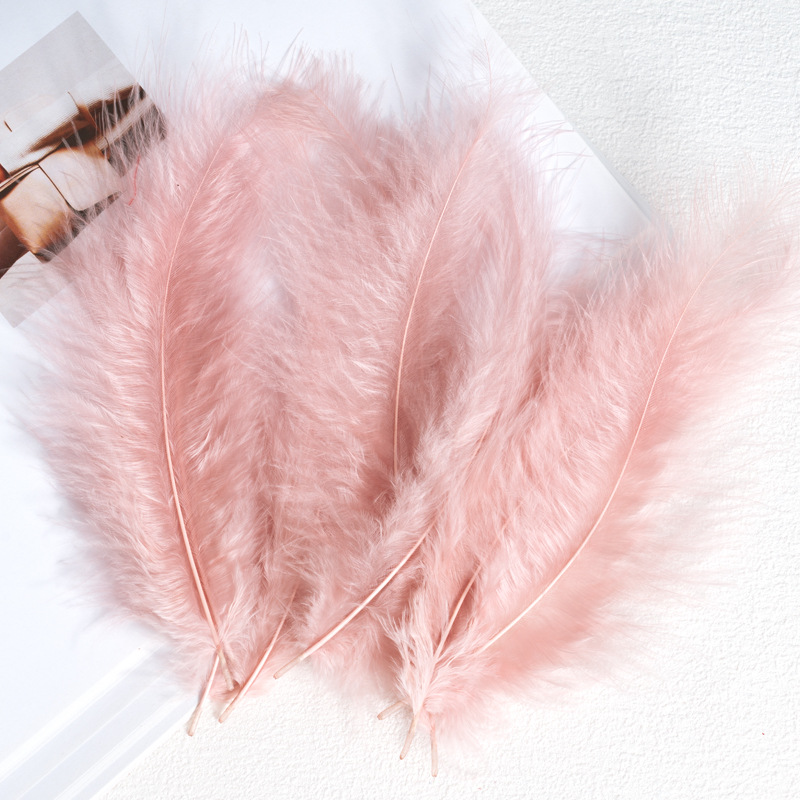 Picture of Feather Decoration Colorful Turkey Hair Pointed Tail Velvet Dream Catcher Material Wave Ball Gift Box Filler Shooting Props