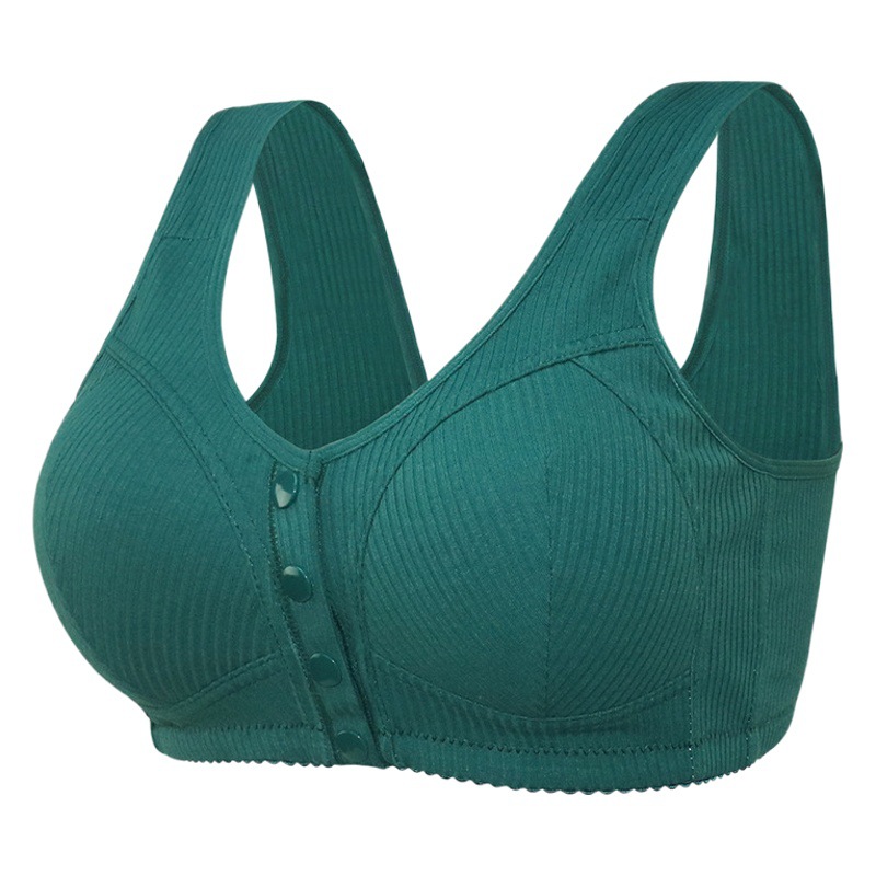 New thread cloth cotton front buckle underwear middle-aged and elderly plus size wireless women's vest creative bra