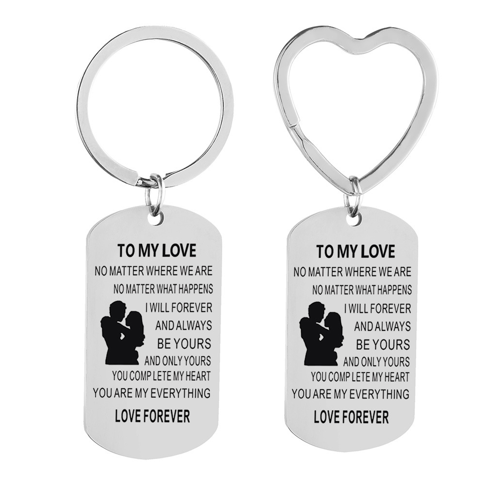 Picture of Cross-border Stainless Steel Keychain TO MY LOVE NO MATTER WHERE Couple's Gift Keychain