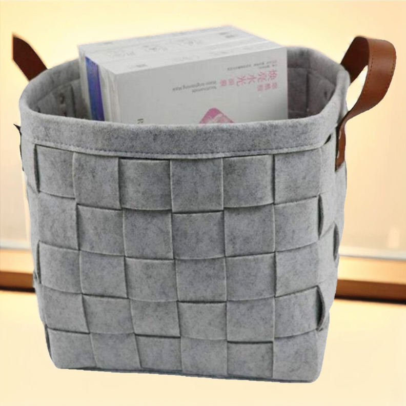 Hand-held storage basket felt bag hand-woven storage basket home dirty clothes basket children's toy storage bag wholesale
