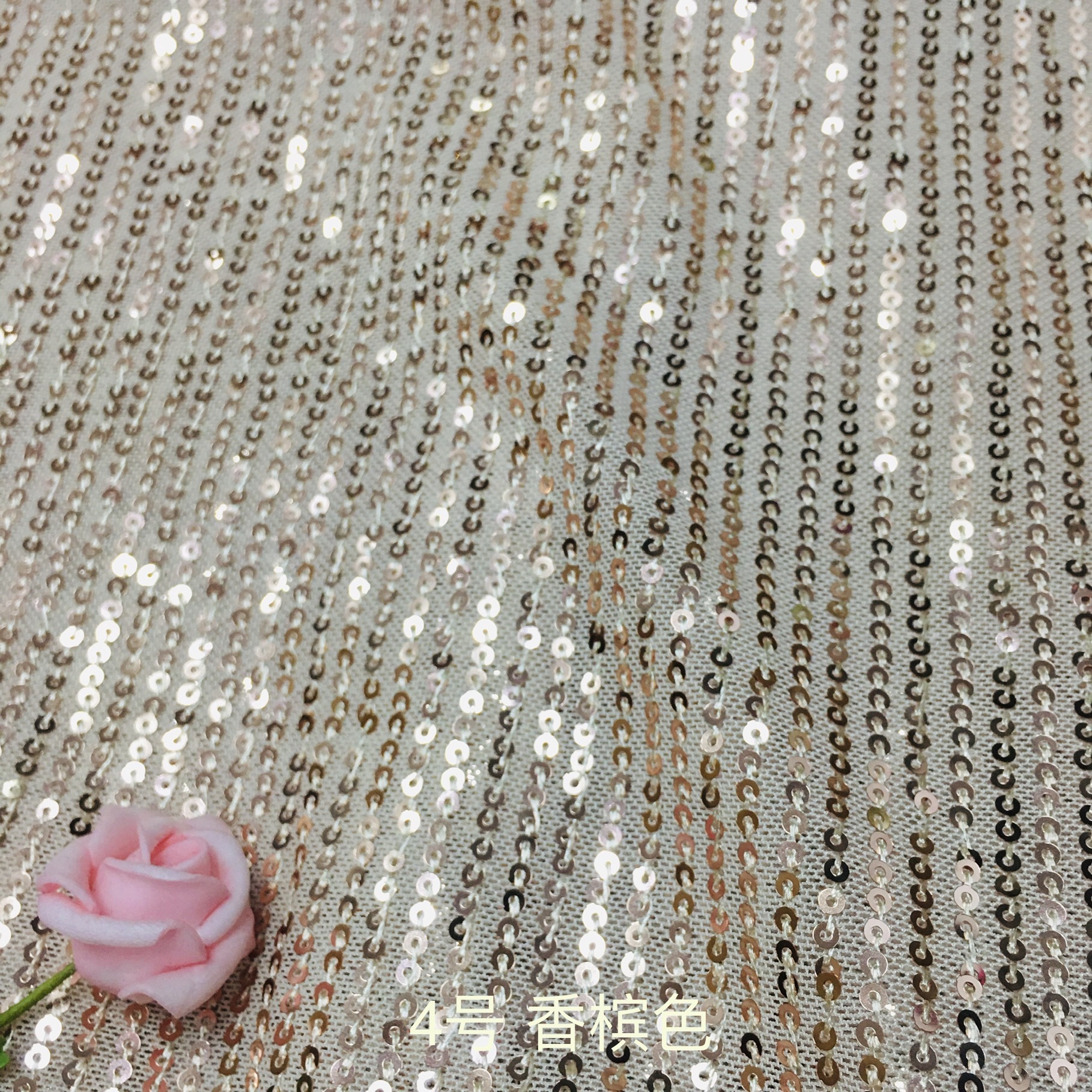 Picture of 3mm Straight Sequin Fabric Vertical Strip Stretch Mesh Bead Embroidered Cloth T-Table Dress Dress Wedding Dress Sequin Cloth