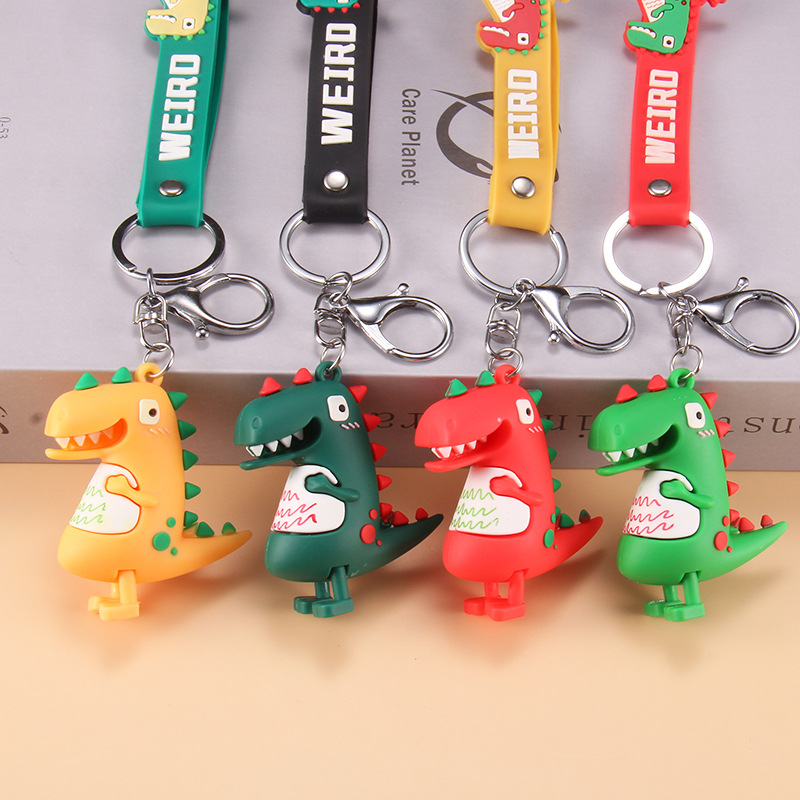 Cartoon ugly cute three-dimensional dinosaur key chain pendant cross-border personality car key bag pendant small gift