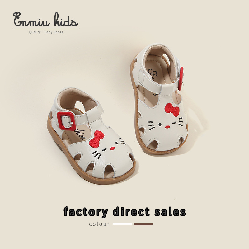 [Size 19--28] Factory Wholesale Children's Summer New Sandals Genuine Leather Baby Girl Kitten Princess Shoes