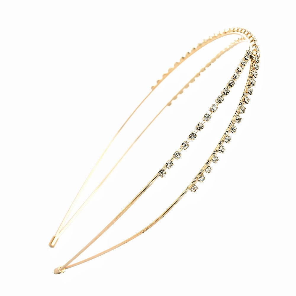 Picture of Korean style headdress hair accessories wholesale exquisite rhinestone hairband Crystal Diamond sweet thin headband cross hairband wholesale