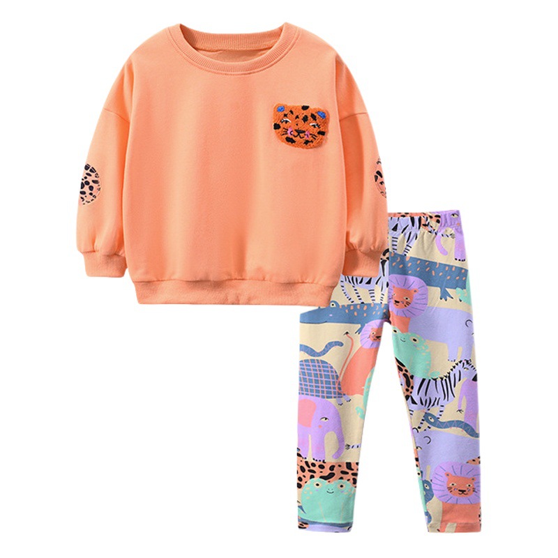 Little Maven Autumn and Winter Velvet Girls Sweatshirt Suit Cute Long-Sleeved Kidsren's Suit European and American Kidsren's Suit