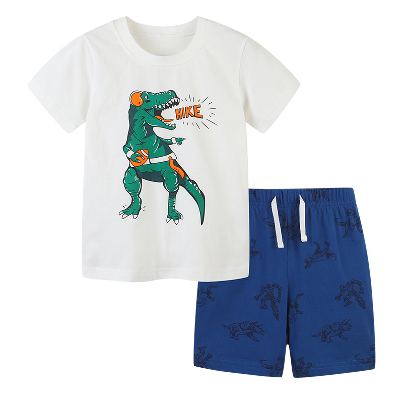 Picture of European and American Style Summer New Children's Wear Knitted Cotton Children's Short-sleeved suit Children's Printed T-shirt Two-piece Set