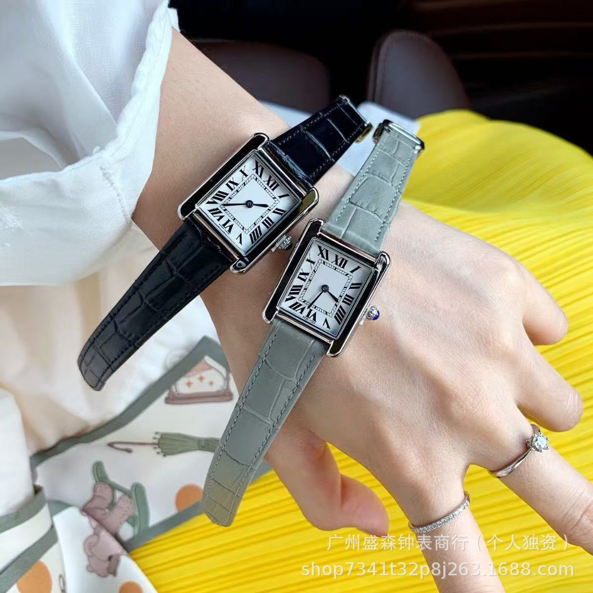 Kajia Tank Series Quartz Women's Strap Small Square Watch Fashion Women's Watch Original Butterfly Buckle Ultra-thin Watch