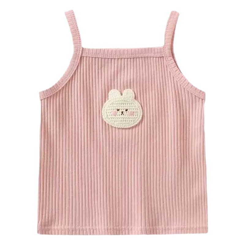 2024 Women's Sleeveless Top Cartoon Embroidered Knitted Slim-Fit Stretch Vest Girl's Sling Top Candy Color Summer Dress