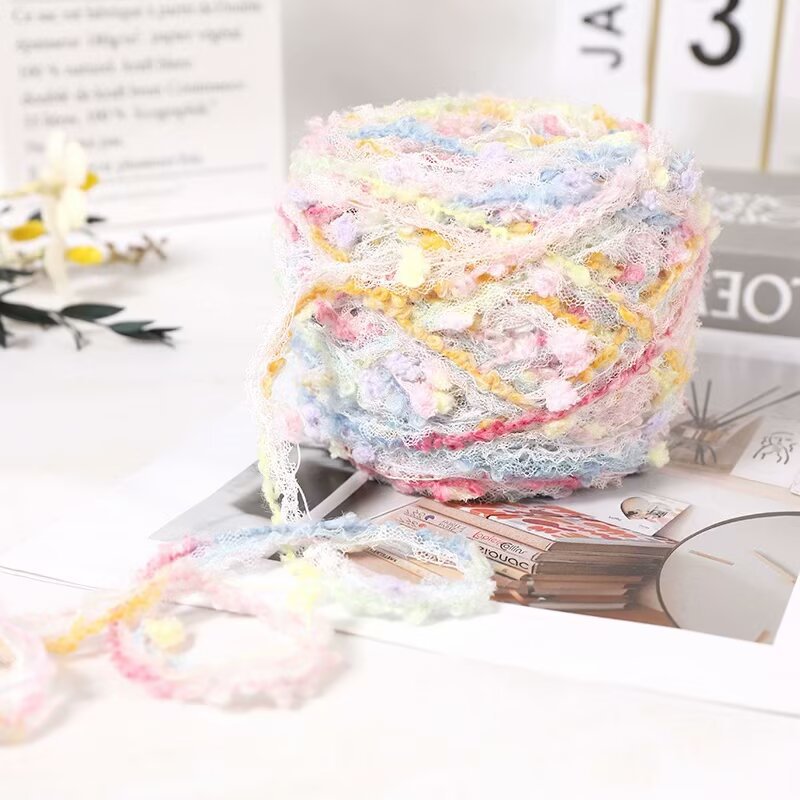 Picture of Factory supply wool ball fancy hand-knitted line peas line snowball hand-knitted scarf diy wool wholesale