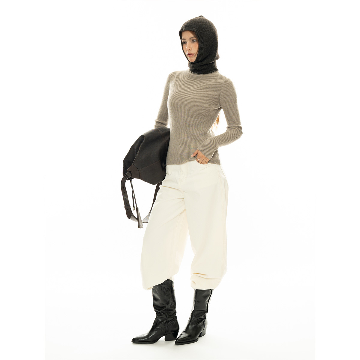Picture of Lvu Winter New Korean Style Simple Slim Fit Cashmere Base Shirt Delicate Skin-friendly Slimming Casual Top for Women