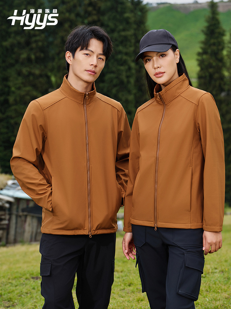 Vertical Collar Soft Shell Jacket Print LOGO Solid Color fleece-lined Warm Spring and Autumn Work Clothes Men's Custom Jacket Coat