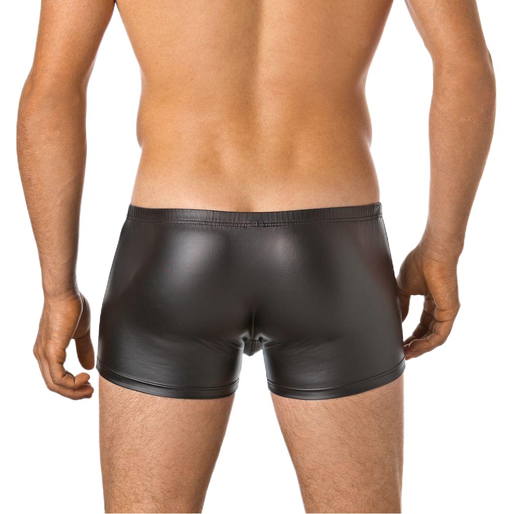 Cross-Border Amazon Sexy Patent Leather Men's Boxer Briefs Imitation Leather Sexy U-Convex Button Easy-To-Detach Boxer Briefs