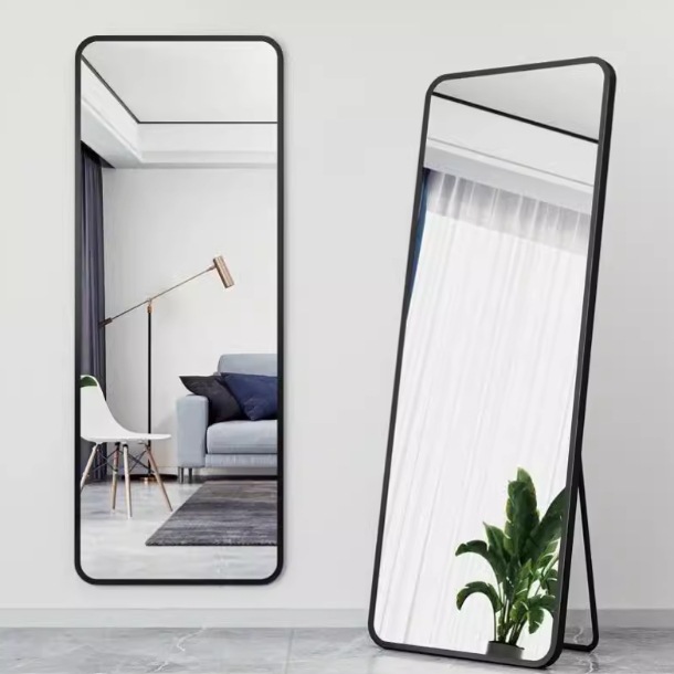 Casual Floor-To-Ceiling Mirror, Home Full-Length Mirror, Living Room Floor Mirror, Aluminum Alloy Fitting Mirror, Accessible Luxury Bedroom Wall-Mounted Dressing Mirror