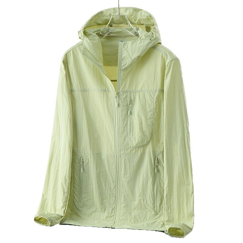 New Woven Sunscreen Clothing Men's Summer Ice Silk Breathable Skin Clothing Women's Outdoor Sports Coat Printed Two-Open Cross-Border