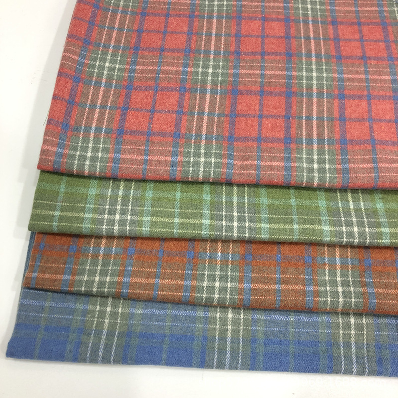 Polyester Cotton Sanding Yarn-dyed Plaid Flannel Coat Shirt Cloth Children's Wear Pleated Skirt Shoes Home Textile Fabric