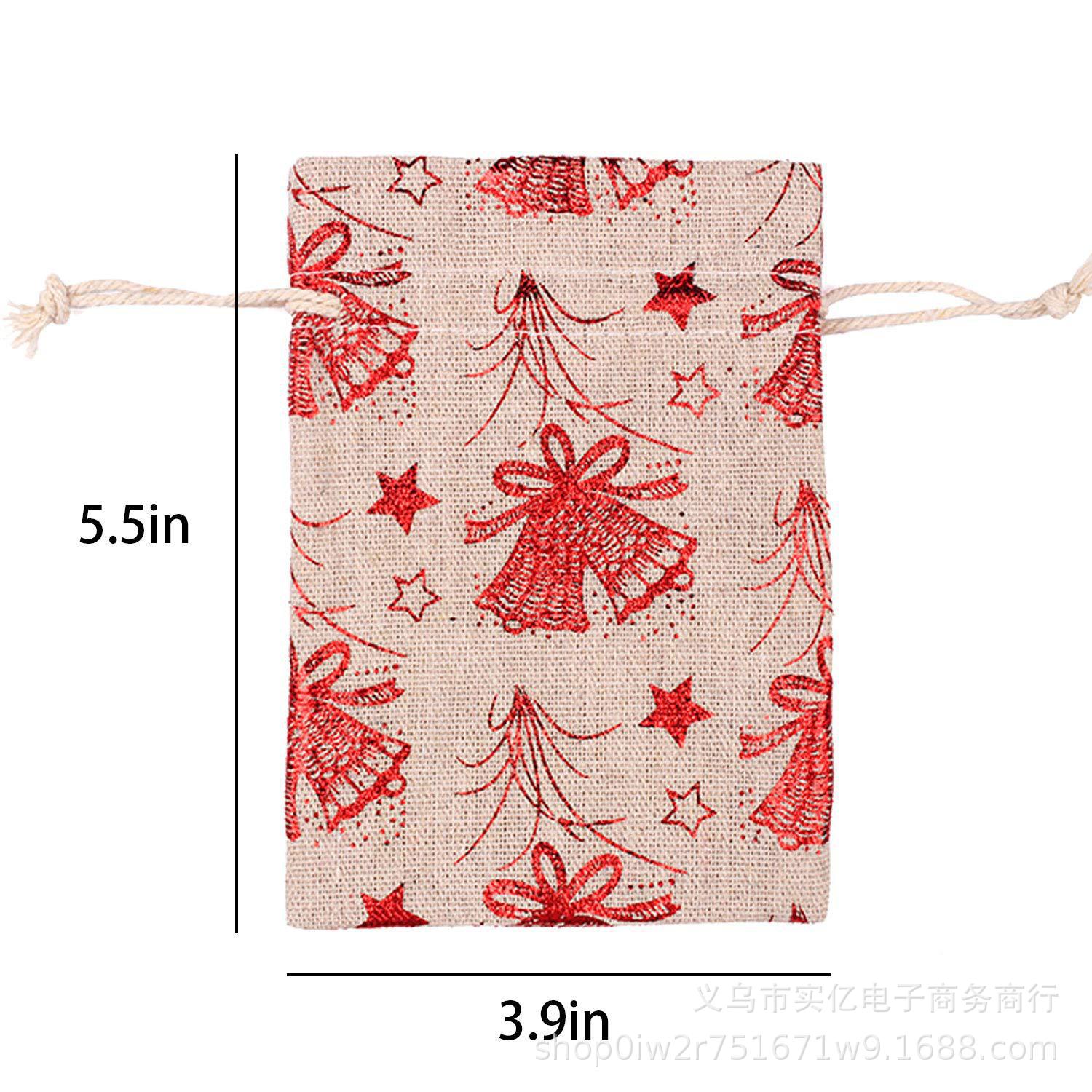 Picture of 2024 New Christmas Bronzing Gift Bag Set Linen Drawstring Pocket Christmas Countdown Calendar Bag