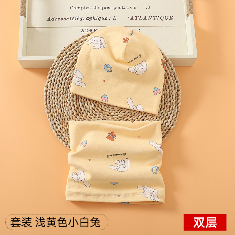 Picture of New baby double hat suit warm Amazon foreign trade wholesale printing children's scarf hat suit