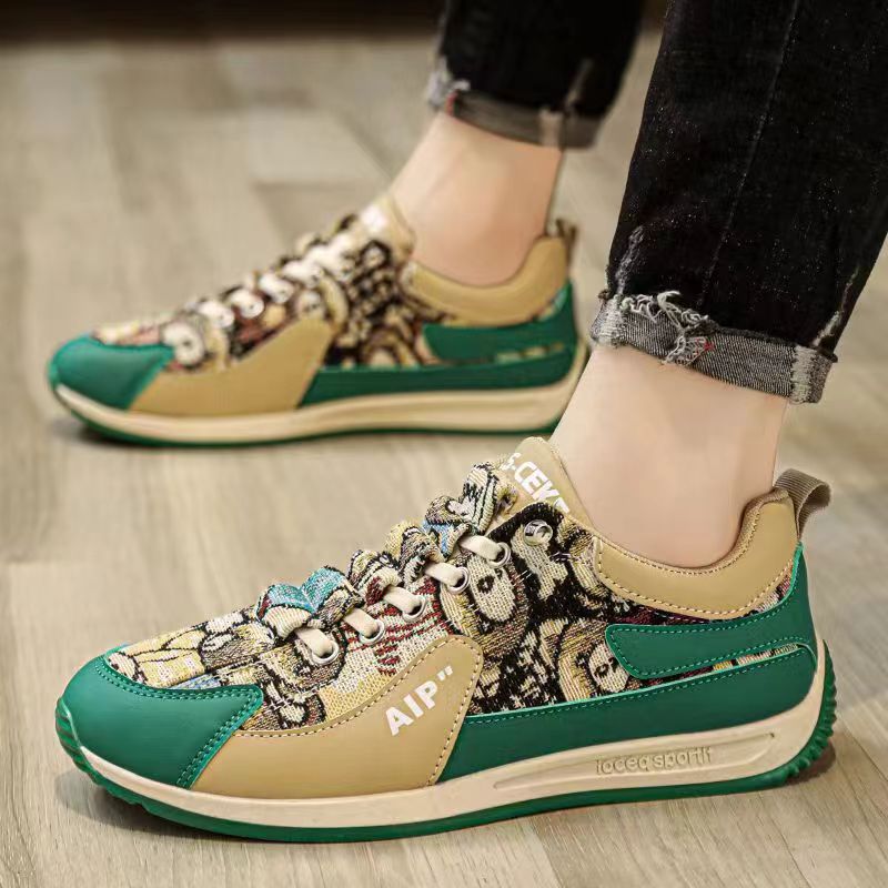Canvas Shoes Bear Men's Fashion Versatile Breathable Sneakers Low-Top Comfortable Soft Sole Trendy Color Matching Casual Shoes Lightweight