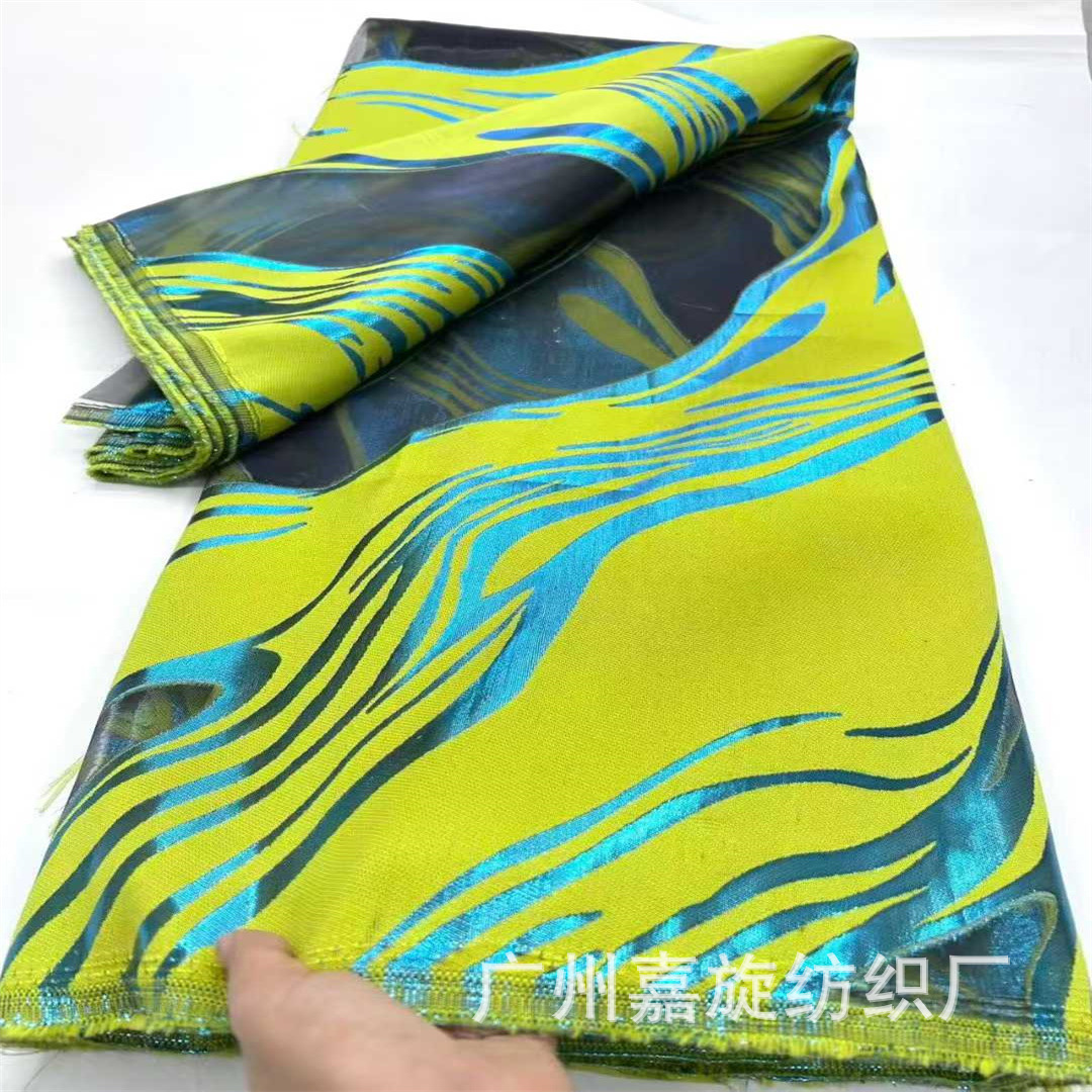 Wholesale Organza Lace Fabric African Abstract Pattern See-Through Organza Fashion Fabric