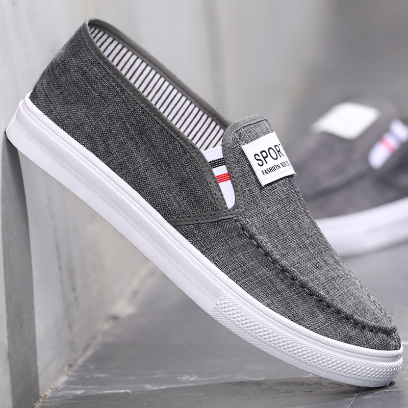 New Boys and Students Denim Canvas Shoes Slip-on Shoes Casual Comfortable Old Beijing Linen Flat Sneakers