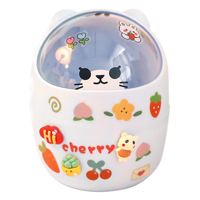 Desktop trash can student desk storage bucket office mini cute bear Internet celebrity trash can trash bag