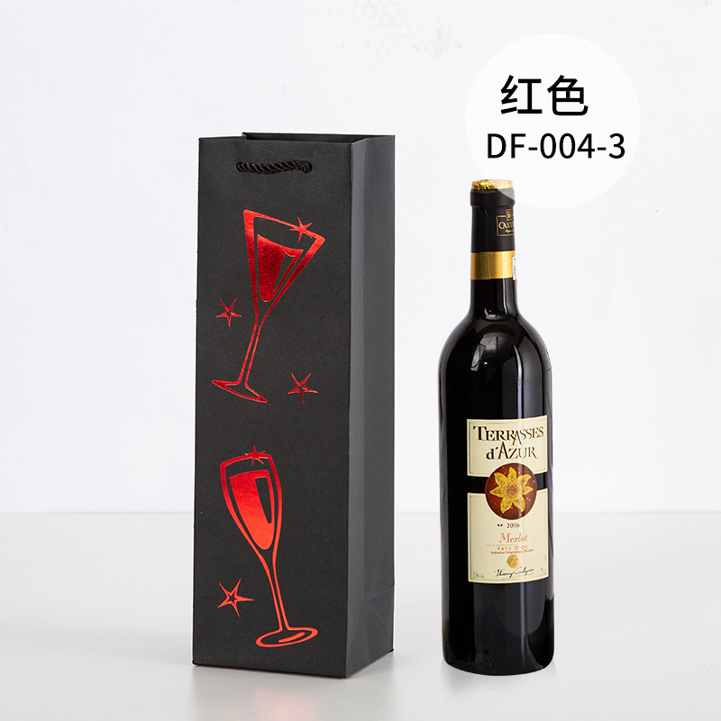 Picture of Red Wine Portable Paper Bag in Stock Hot Stamping Practical Red Wine Gift Packaging Bag Wine Portable Paper Bag Wholesale