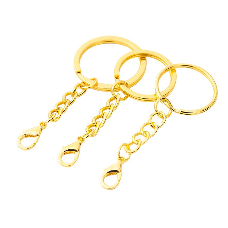 Picture of Golden Keychain Hanging Lobster Clasp Handmade Pendant Accessories DIY Car Key Chain Metal Key Ring Hanging Chain Buckle