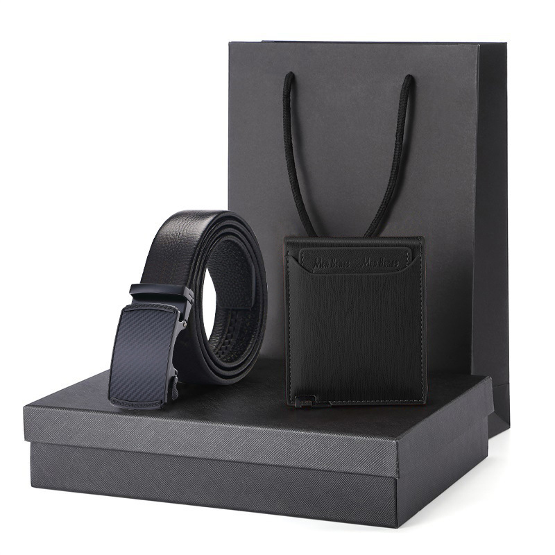 Picture of Gift Wallet Set Men's Belt Automatic Buckle Belt Top Layer Cowhide Business Cowhide Trousers Business Gift for Men