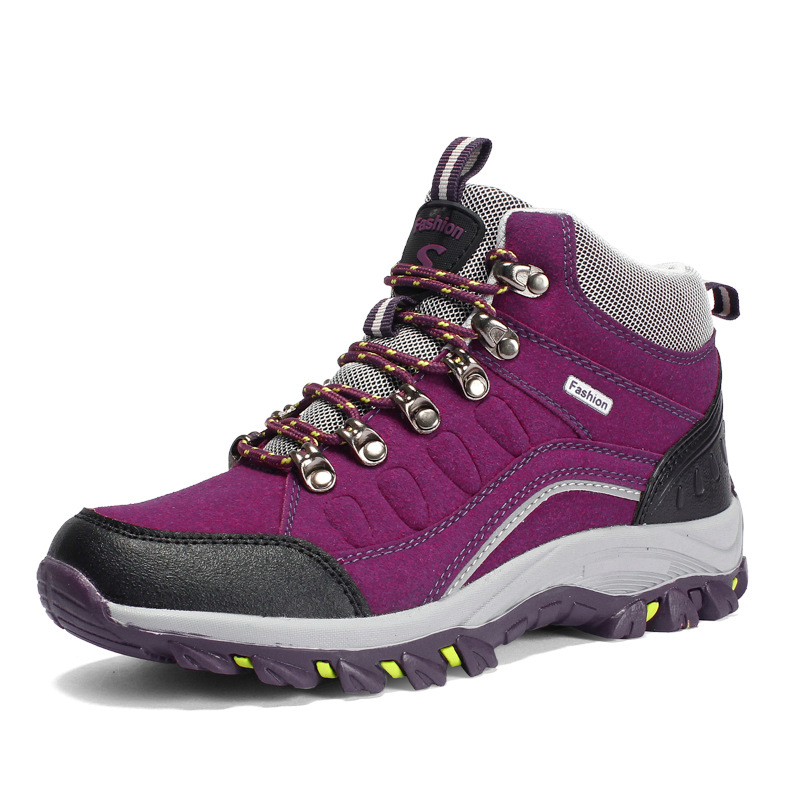 Spot Autumn and Winter Couples High-Top Hiking Shoes Men's Velvet Warm Outdoor Cotton Shoes Hiking Shoes Large Size Travel Shoes Women's Shoes