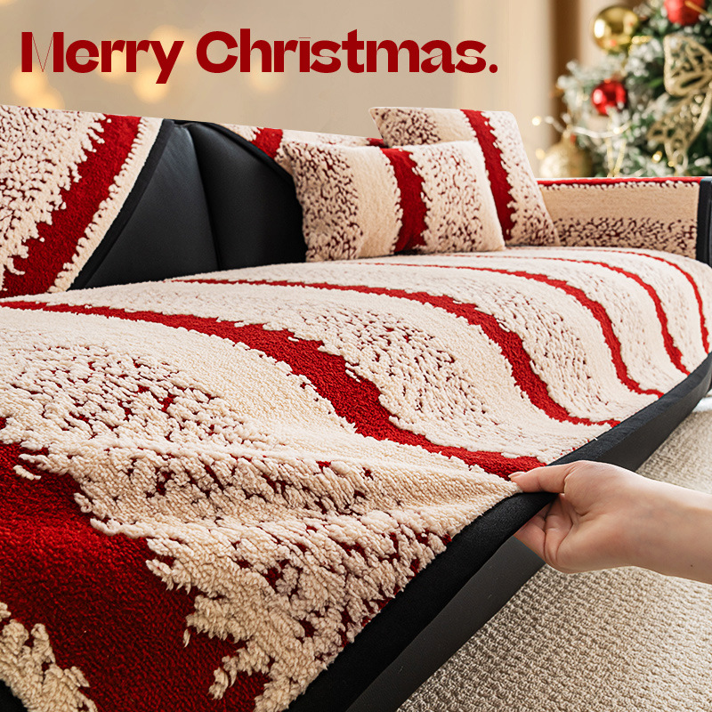 Carefully Selected New Year's Festive Red Sofa Cushion Plush Autumn and Winter Thickeneded Cushion Non-Slip New Atmosphere Cover Cloth