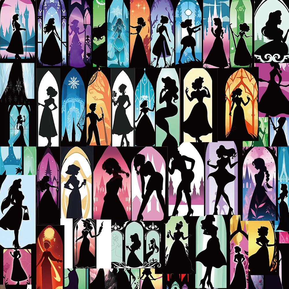 53 Silhouette Silhouette figure Princess graffiti stickers decorative hand book waterproof stickers