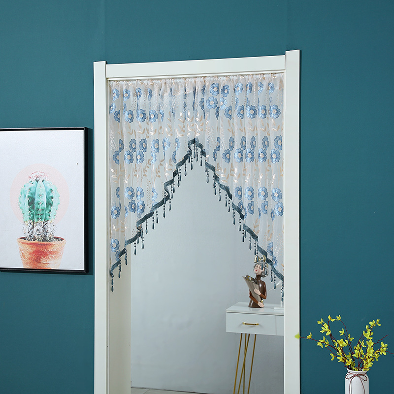 Picture of American Style Light Luxury Pendant Gauze Curtain Non-perforated Door Curtain Embroidered Half Triangle Curtain New Style Bedroom Entrance Partition Decoration