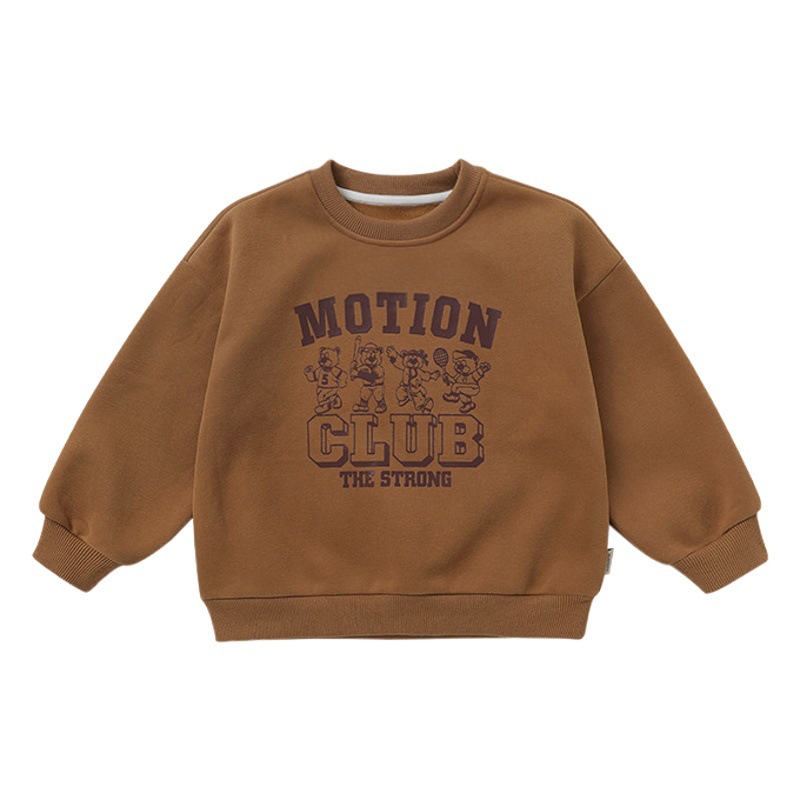 Boys' Round Neck fleece-lined Sweat Winter Clothing Autumn and Winter New Baby Children's Clothing Baby Children's Top Warm Fashion