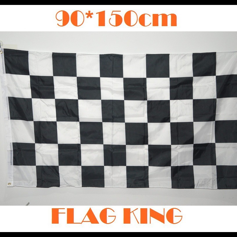 in stock Wholesale 90 * 150cm 3 * 5ft Black and White Plaid Racing Flag Racing Checkered flag